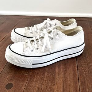 Converse all star low white platform shoes size 7.5